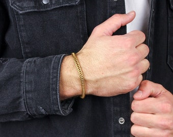 Mens Gold Bracelet , Mens Bracelet , Gold Chain Bracelet , Jewelry For Men , Bracelets For Men , Mens Gift , Anniversary Gift ,