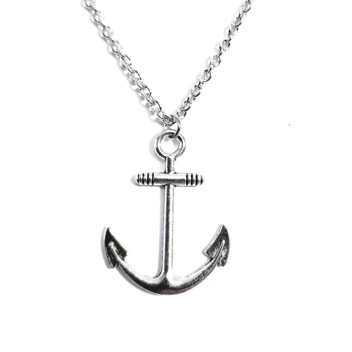 Mens Silver Anchor Necklace Anchor Pendant Guys Necklace Etsy