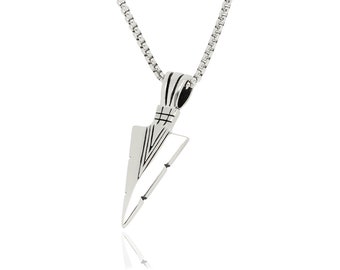 Waterproof Men's Silver Arrowhead Pendant Necklace Stainless steel,  Men's Necklace - Gift for Him