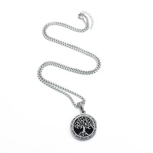 Men Silver Tree of Life Collar colgante de acero inoxidable, colgante de árbol, collar de cadena de plata para hombres, regalo para él. imagen 6