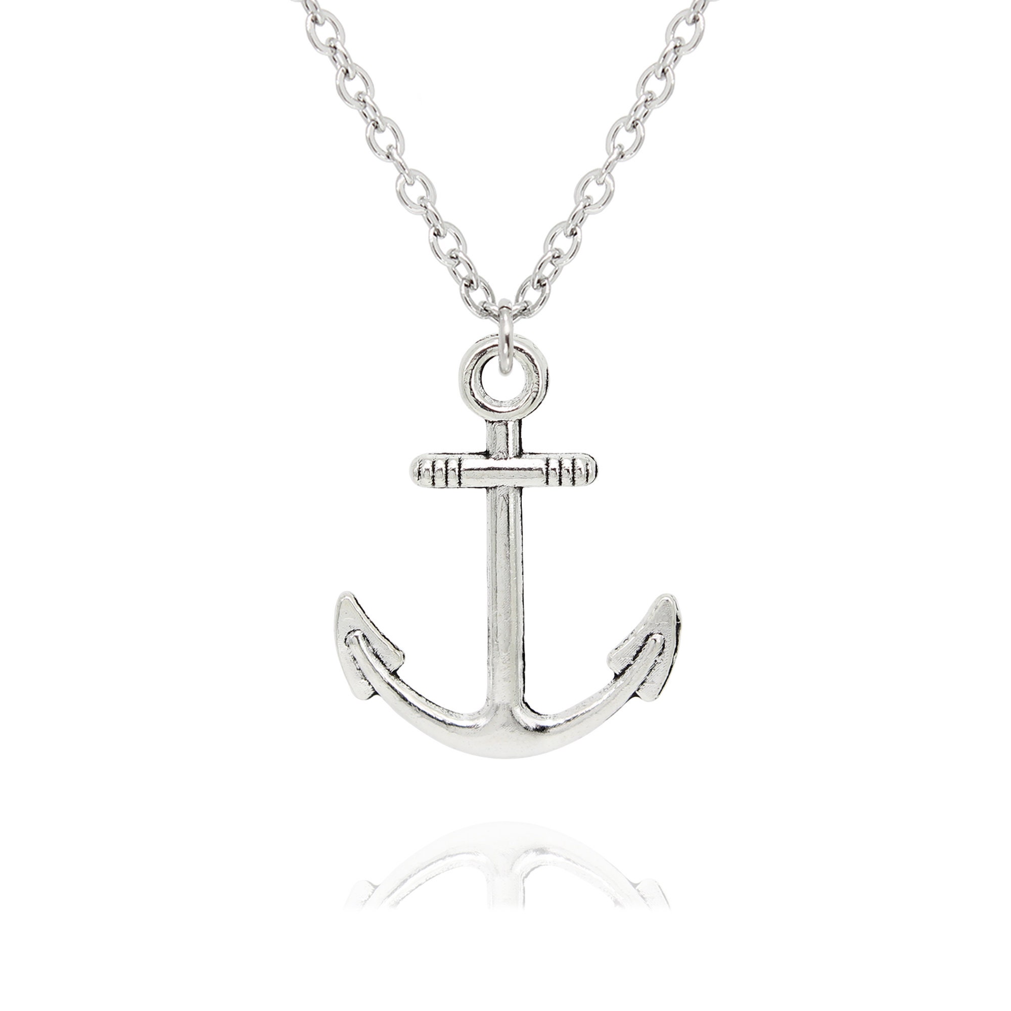 Mens Silver Anchor Necklace Mens Anchor 