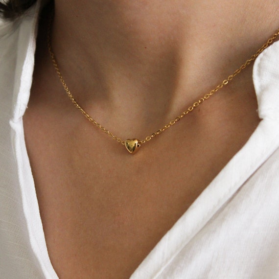 Gold Heart Necklace Gold Stainless Steel Heart Necklace Heart