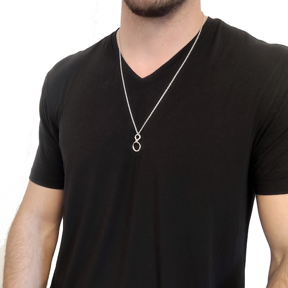 Mens Silver Infinity Necklace Mens 