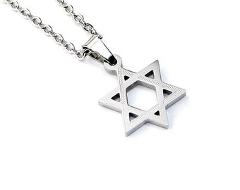 Mens Silver Star of David Necklace Mens 