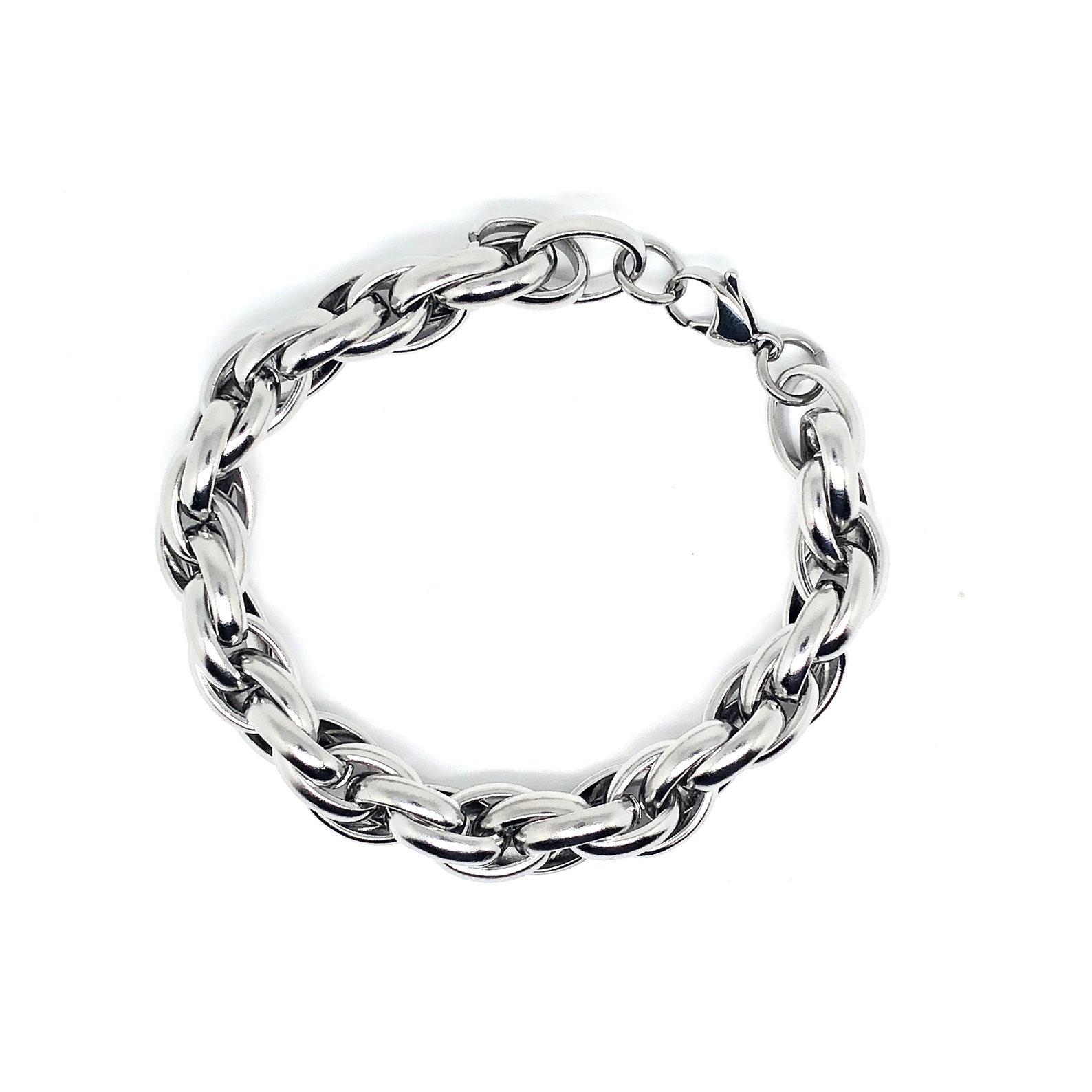 Mens Silver Stainless Steel Rope Chain Bracelet Thick & Etsy
