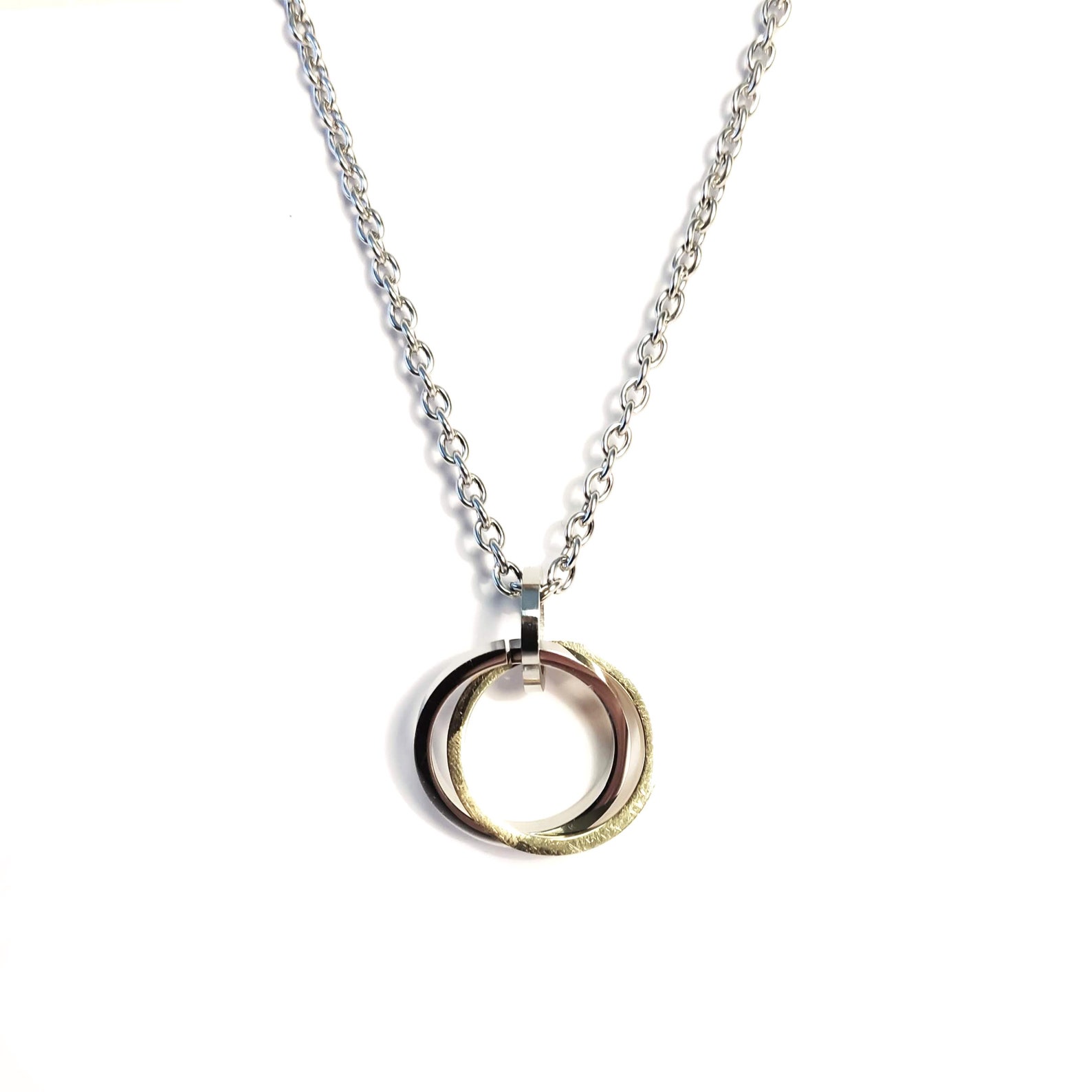 Mens Silver & Gold Stainless Steel Karma Necklace Circle Etsy