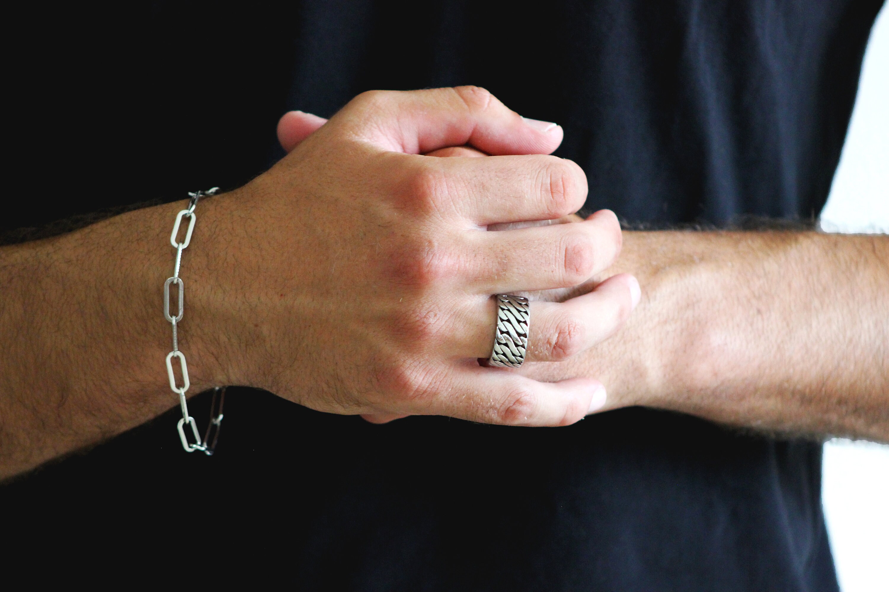Mens Silver Paperclip Chain Bracelet Mens Bracelet Mens Etsy