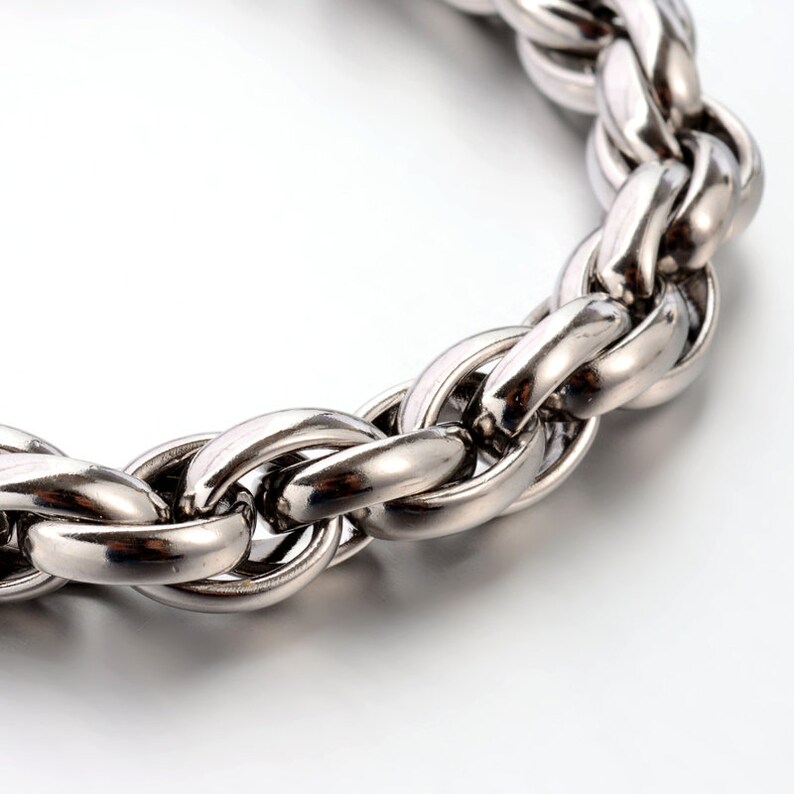 Mens Silver Stainless Steel Rope Chain Bracelet Thick & Etsy