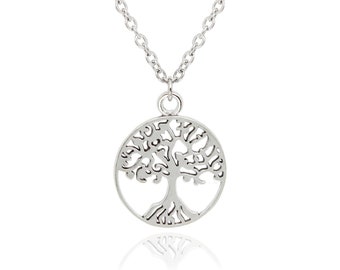 Men's Tree of Life Pendant Necklace - Stainless Steel Design, Adjustable 24-26 inch Chain Length