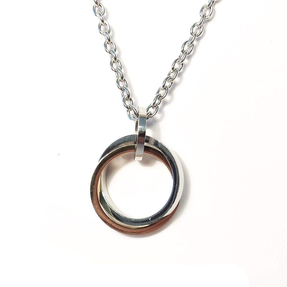 Mens Silver & Gold Karma Stainless Steel Necklace Mens Etsy