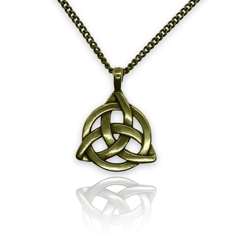 Mens Bronze Celtic Knot Triangle Triquetra Irish Trinity Knot Pendant Necklace for Men Mens Necklace 24-26 inch Length Mens Jewelry
