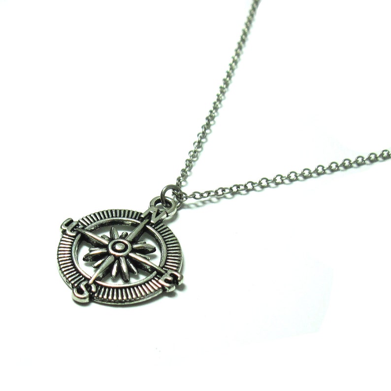 Men's compass Necklace Men's Silver Necklace Mens Etsy