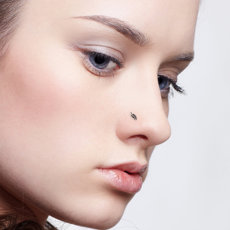 Earrings For Pierced Nose Nose Earring Nostril Stud Nose Jewelry Silver Nose Stud Nose Piercing Tiny Nose Stud Leaf Nose Stud