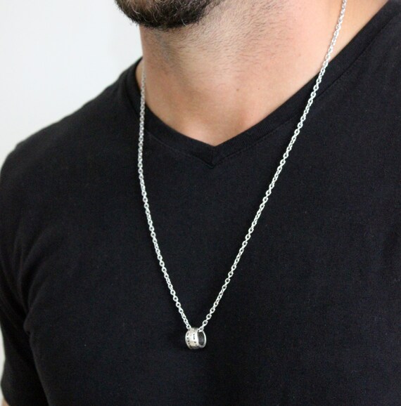 Mens Silver Ring Necklace Mens Jewelry 