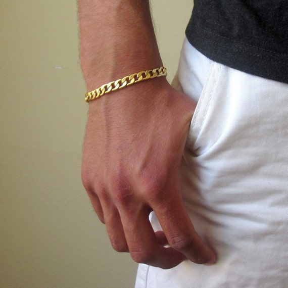 Mens Gold Bracelet Mens Bracelet Gold Chain Bracelet | Etsy