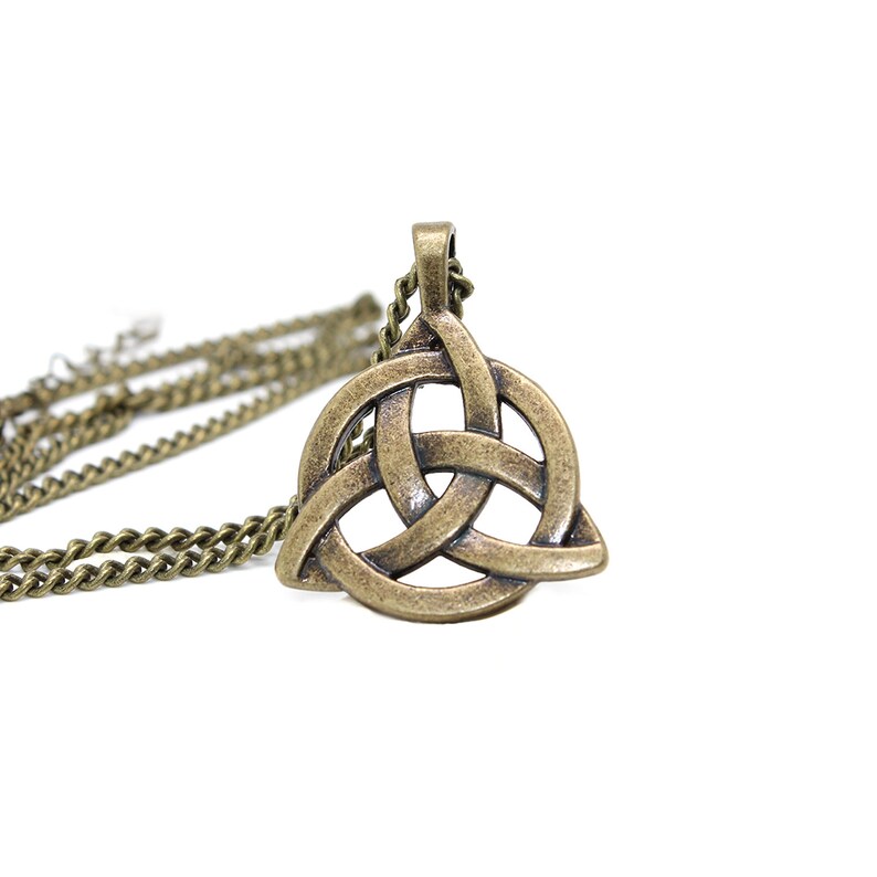 Mens Bronze Celtic Knot Triangle Triquetra Irish Trinity Knot Pendant Necklace for Men Mens Necklace 24-26 inch Length Mens Jewelry
