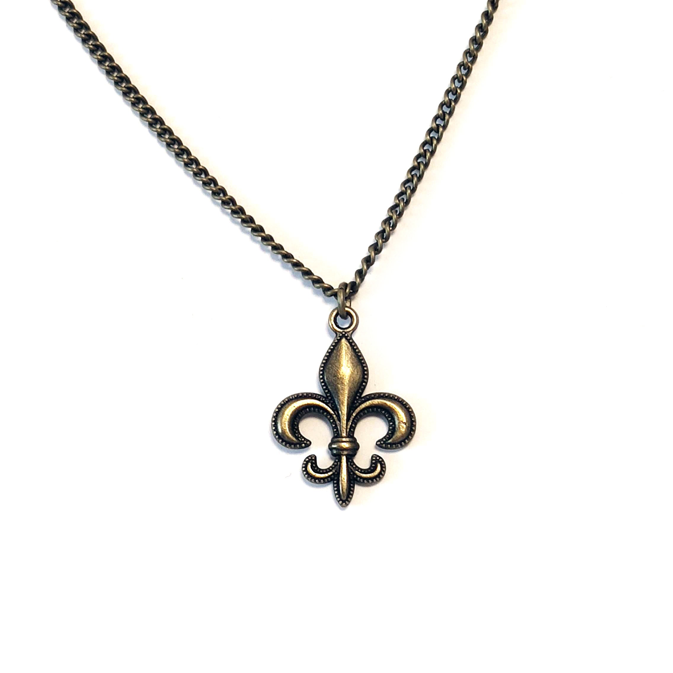 Mens Bronze Fleur De Lis Necklace Charm Necklace New Etsy