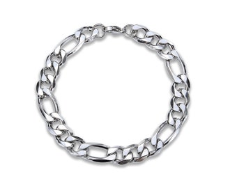 Men's Stainless steel Silver Figaro Chain Bracelet, Figaro Bracelet, Chain Bracelet, Mens Bracelet, Mens Jewelry, Gift For Him