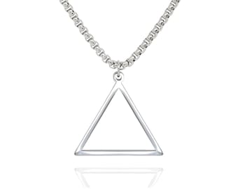 Mens Silver Triangle Necklace , Men's Geometric Necklace , Silver Triangle Pendant Necklace, Tribal Pyramid Necklace, gift for him