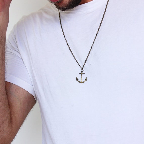 Mens Bronze Anchor Necklace Anchor 