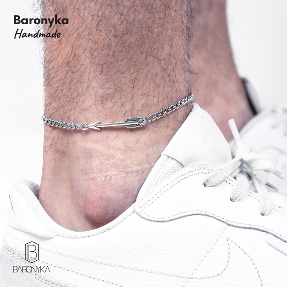 Tobillera Flecha Hombre Tobillera Plata - Etsy España