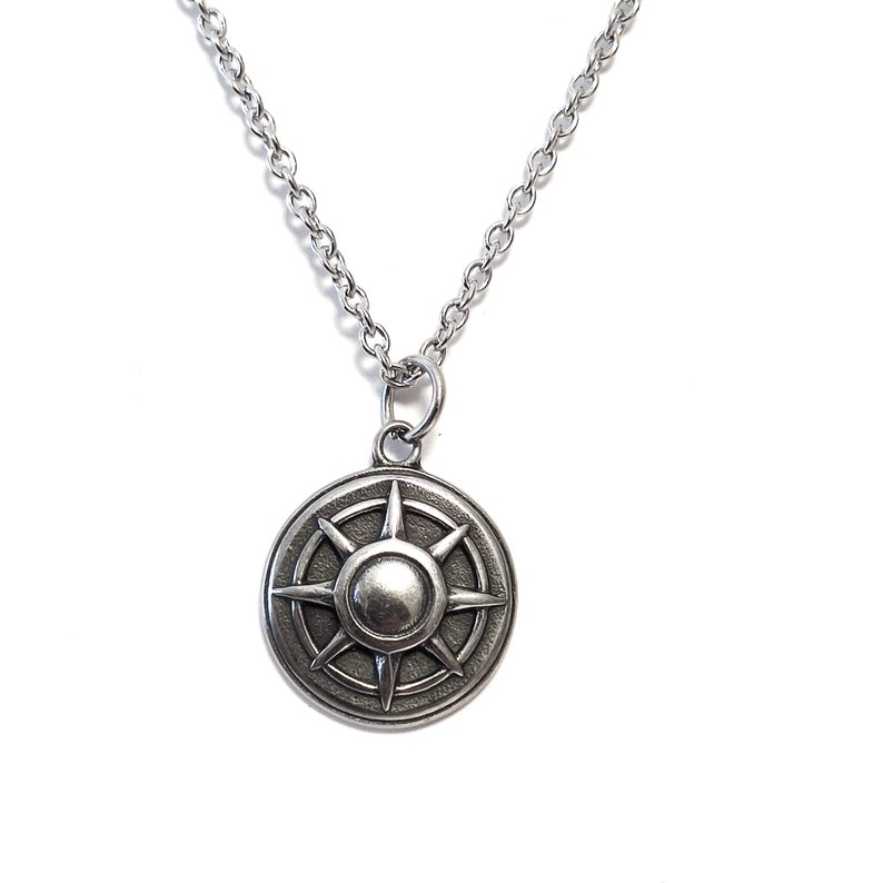 Mens Stainless Steel Compass Necklace Mens Silver Necklace Etsy