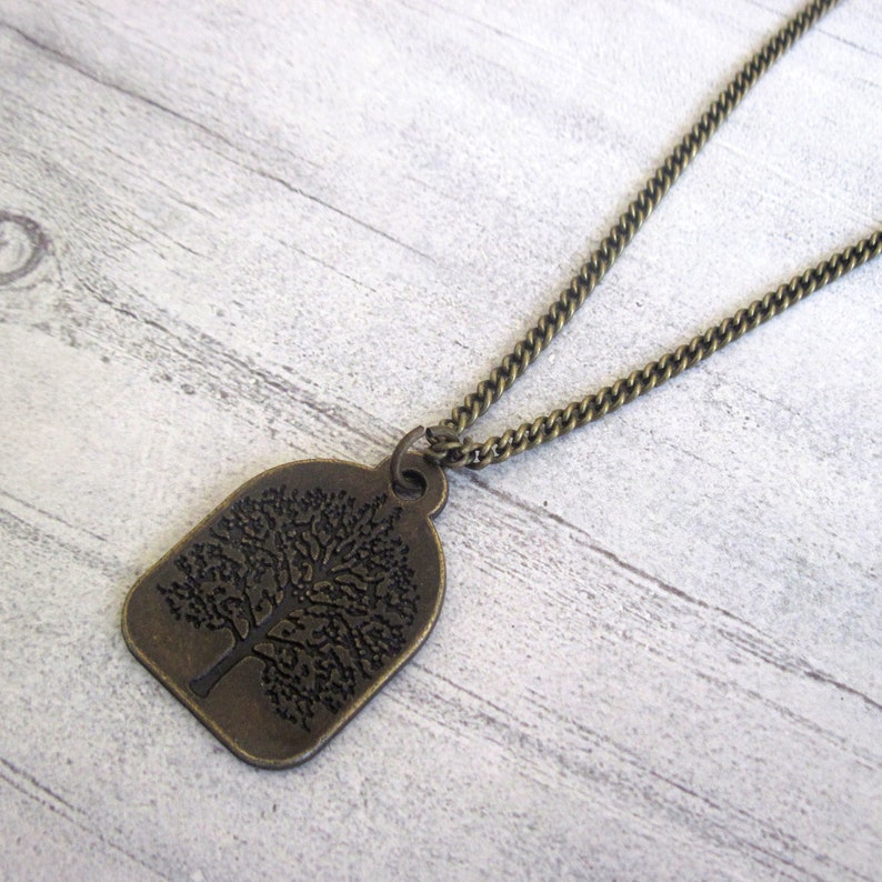 Men's Bronze Family Tree Necklace Guys Necklace Family Etsy
