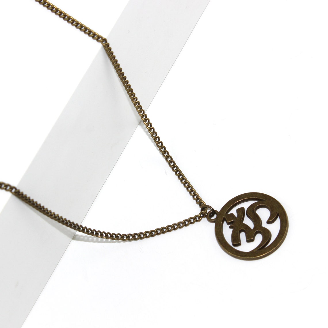 Bronze Om Necklace Yoga Necklace Charm Necklace Etsy