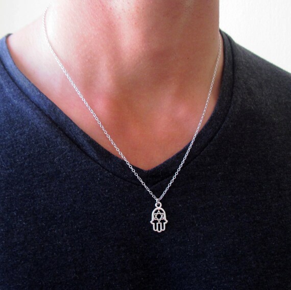 Men's Hamsa Necklace Men's Silver Necklace Mens Etsy