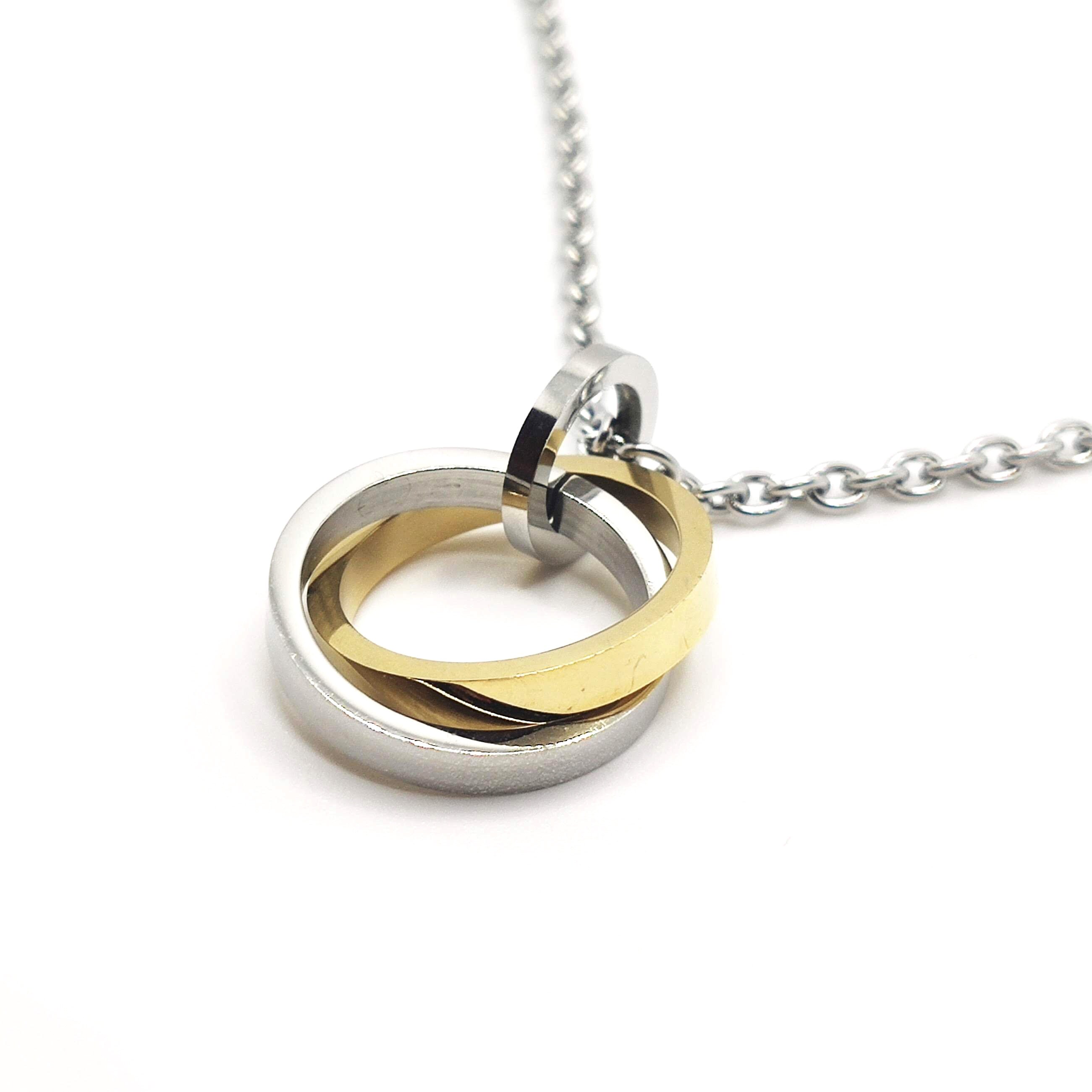 Mens Silver & Gold Stainless Steel Karma Necklace Circle Etsy