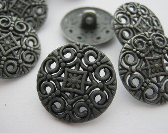 Flower effect metal buttons black white 24mm 18mm By per button