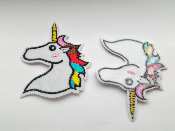 2 3//4/" x 3 1//4/" White Sparkling Unicorn Patch