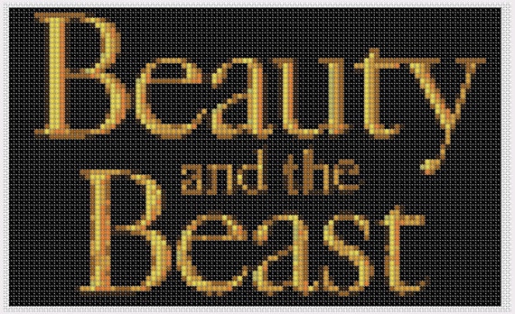 Disney S Beauty And The Beast Logo Counted Cross Stitch Etsy