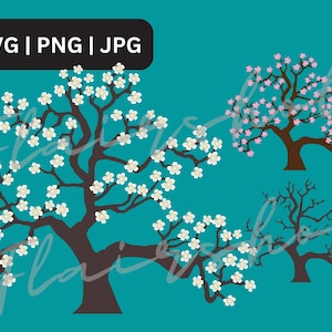 SVG White and Pink Sakura Tree, Sakura Tree Clip Art, Digital Clip Art, INSTANT DOWNLOAD