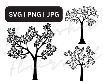 Silhouette arbre SVG, clipart arbre vectoriel, clipart numérique, téléchargement immédiat