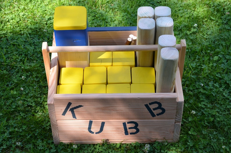 Kubb Zweden Originele toernooiafmetingen, met doos afbeelding 1
