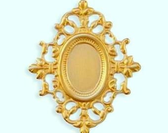 Filigree Oval Raw Brass Bezel Setting 18x13mm, USA Made