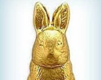 Bunny Rabbit Raw Brass Stampings, Sitting Rabbit Embellishments ( 4 )