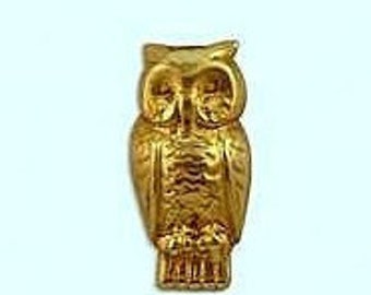 Owl Brass Stampings, Sitting Owl Embellishments Decoration USA Made (2)