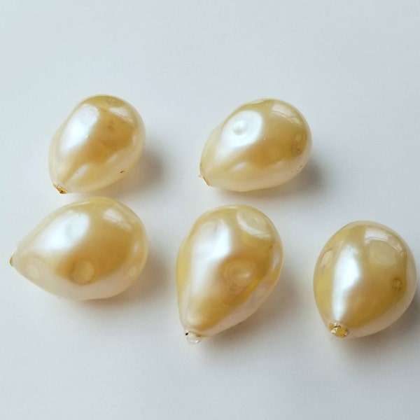 Baroque Teardrop Glass Pearls 33mm, Vintage Japanese Glass Pearls Lampwork (2)