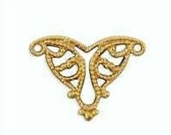 Filigree Jewelry Charm Connector Findings, Raw Brass Stampings ( 4 )
