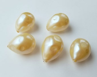 Baroque Teardrop Glass Pearls 33mm, Vintage Japanese Glass Pearls Lampwork (2)