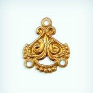 Filigree 3 Way Jewelry Connectors, 3 Loop Brass Stamping Connector Findings USA Made ( 8 )