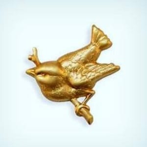 Bird on Branch Brass Stamping, Bird Jewelry Finding 40mm Made in USA ( 1 )