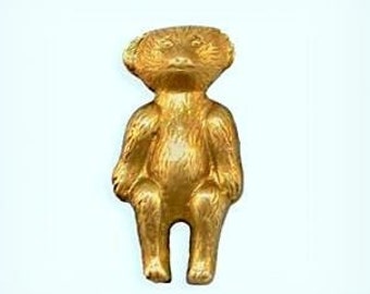 Teddy Bear Brass Stampings, Small Bear Brass Findings ( 6 )