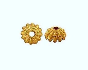 Miriam Haskell Brass Urchin Bead Caps, Raw Brass Acorn Bead Caps, Quality American Made (  8 )