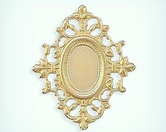 Oval 18X13 Filigree Bezel Settings, Raw Brass Oval Setting Jewelry Findings, USA Made ( 1 pc )