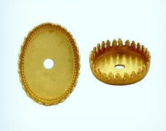 Oval 18x13 Cabochon Settings, Brass Oval Crown Edge Bezels, USA Made (  4 )