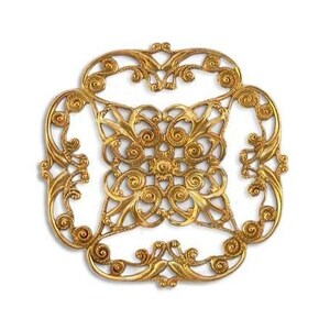 Filigree Scalloped Brass Stamping, Filigree Finding Stampings 64mm USA Made ( 1 )