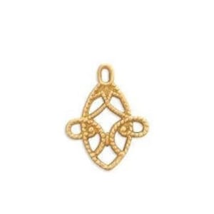 Filigree Mini Oval Jewelry Connectors 14mm, Brass Filigree Stamping 3 Way Jewelry Connector Findings USA Made (  4  )